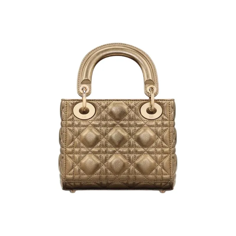 DIOR Lady Dior Calfskin One Shoulder Handbag Mini Women's Metal Bronze-1