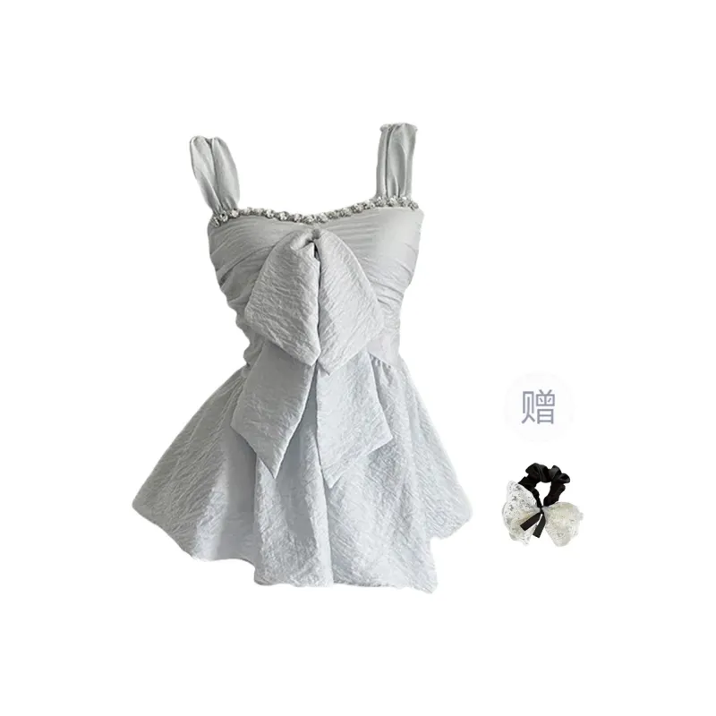 TUSHIFEI Chiffon Shirt Women's Light Blue+Hair Tie Included-0