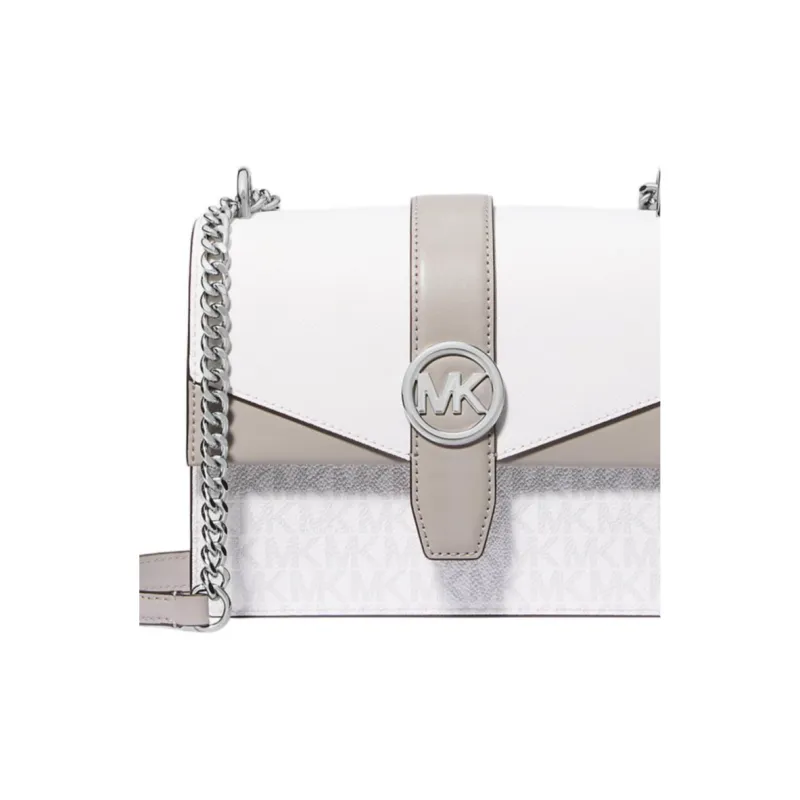 MICHAEL KORS Greenwich Coated Canvas Shoulder Bag Trumpets Women's White-3