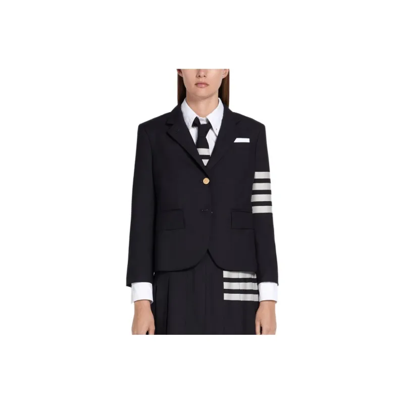 THOM BROWNE Single Breasted Stripe Detailed Blazer-0
