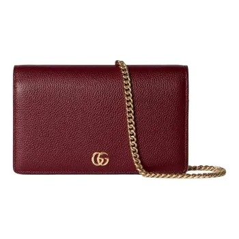 GUCCI GG Marmont Leather Shoulder Bag, Crossbody Bag, Wallet Women's Gucci Ancora Red & Pink