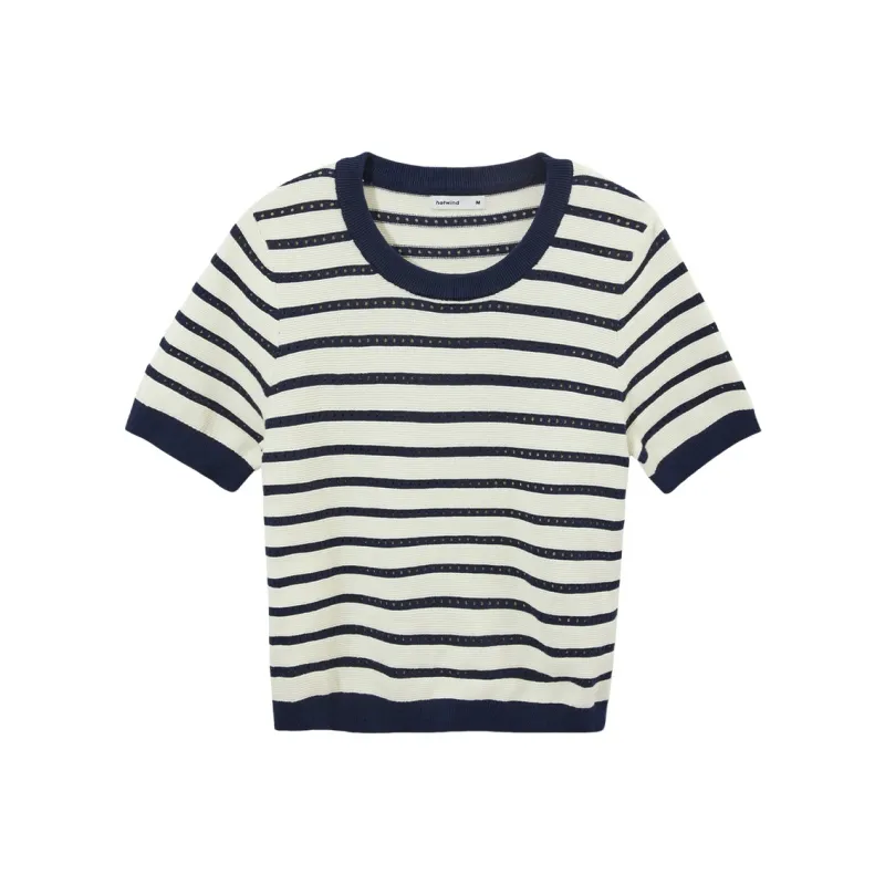 Hotwind Knitwear Women's Blue Stripes Pattern-0