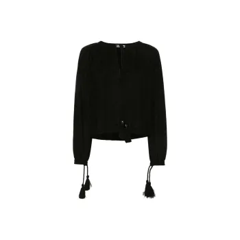 MaxMara Quirite Drawstring Tassel Knitted Blouse