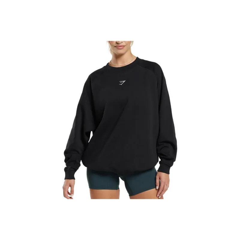 GYMSHARK TRAINING OVERSIZED FLEECE SWEATSHIRT Sweatshirt Women's Black-0