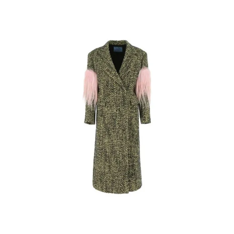 PRADA Fringed Chevron Knitted Coat-0