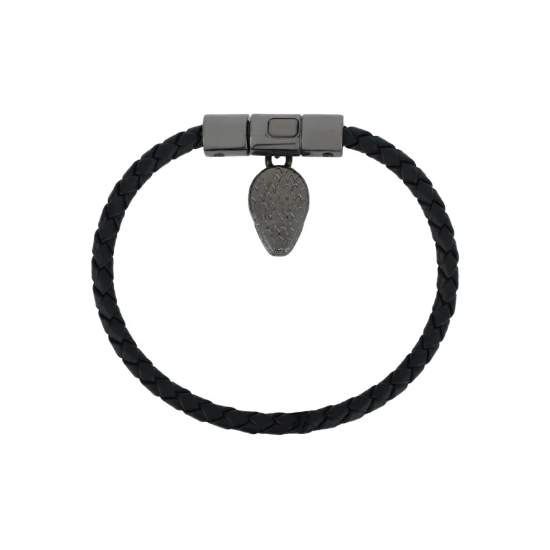 BVLGARI Calfskin Brass Enamel Bracelets Unisex Black-1
