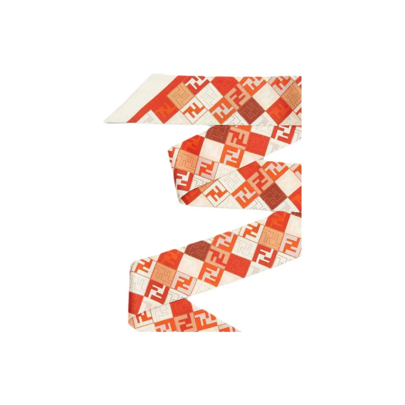 FENDI Mulberry Silk, Silk Scarves Women's Orange-2