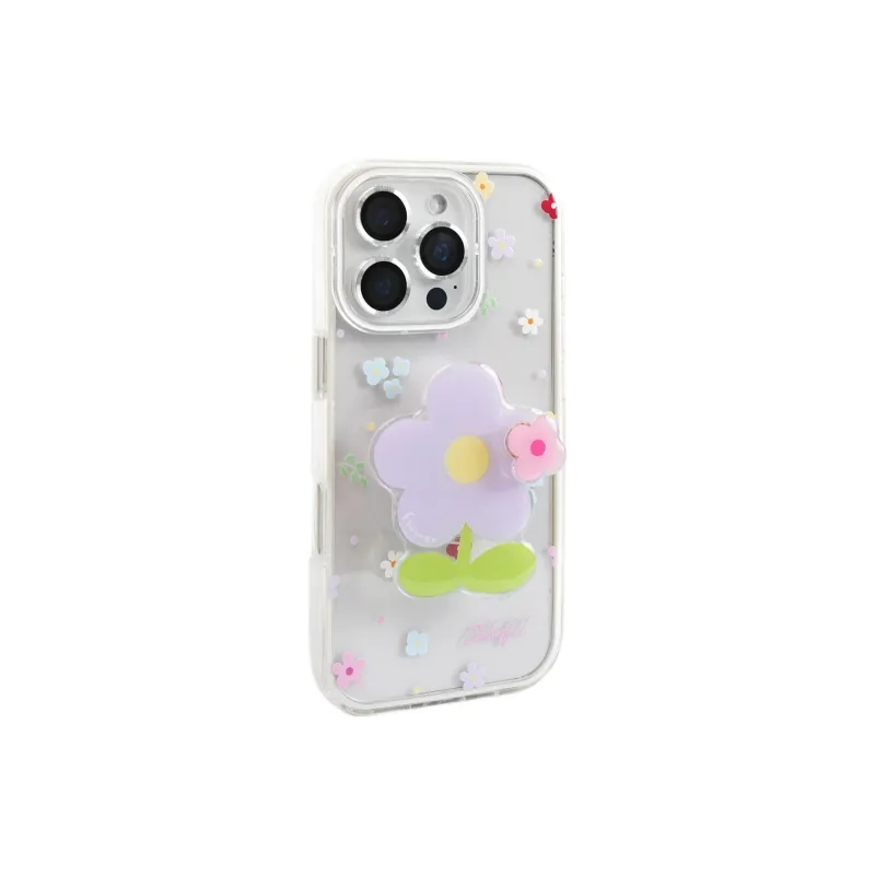 Sopi Acrylic Material Multicolor Floral Stand Phone Cases Compatible With IPhone 16/15 Pro Max/Apple 13/14 Pro/Max-1