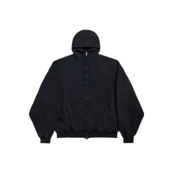 Balenciaga Large Zip Up Hoodie 'Faded Washed Black'