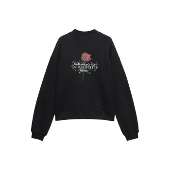 MSGM Rhinestone Slogan print Sweatshirt