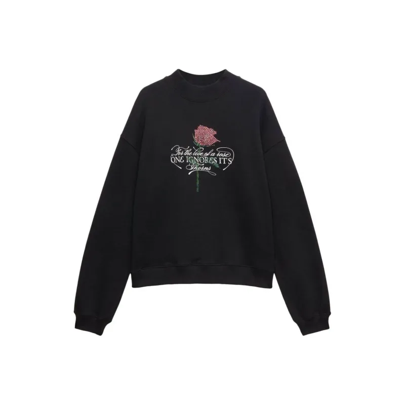 MSGM Rhinestone Slogan print Sweatshirt-0