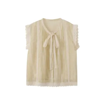 Homemade Willow Silk 2025 Summer Shirt Women's Serene Elegant Beige