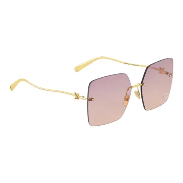 LOUIS VUITTON Metal Irregular Shape Sunglasses Women's Gold-1