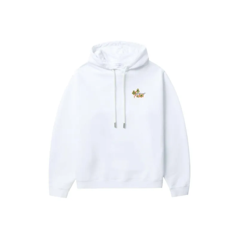OFF WHITE Ramage Flower Arrow Drawstring Hoodie-0