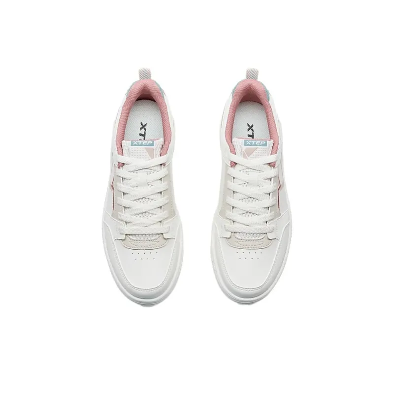 XTEP Innovation Wear resistant And Lightweight Low Top Skateboard Shoes Women's White Brown Green-3