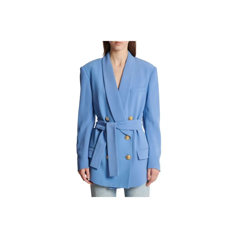 BALMAIN Belted Double-breasted Blazer-0