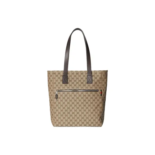 GUCCI Canvas Bag, Tote Bag, Shopping Bag, Shoulder Bag Large Size Men's Beige & Dark Brown