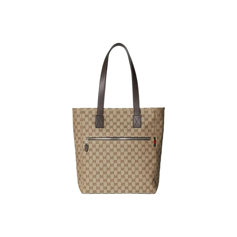 GUCCI Canvas Bag, Tote Bag, Shopping Bag, Shoulder Bag Tubas Men's Beige & Dark Brown-0