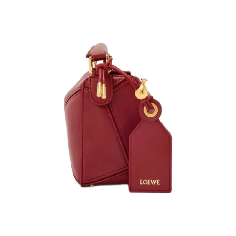 LOEWE Puzzle Lambskin Puzzle Bag One Shoulder Handbag Mini Women's Burnt Red-5