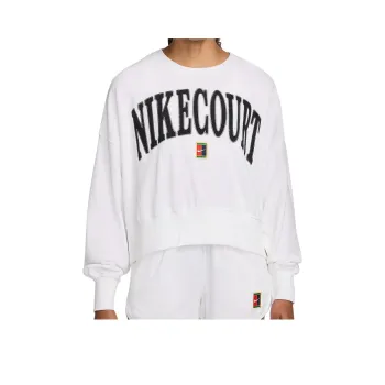 Nike Heritage Over Oversized Crew Neck Graphic Tennis Sweatshirt Sweatshirt Women's White
