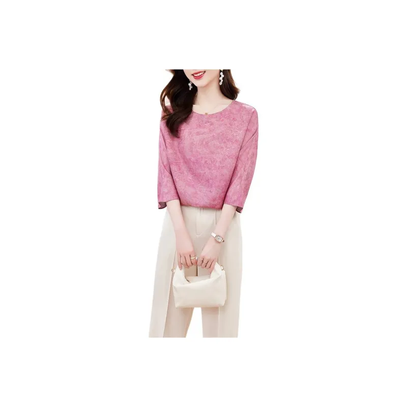 Yi Mengyuan 3/4 Sleeved Silk Shirt Women's-0