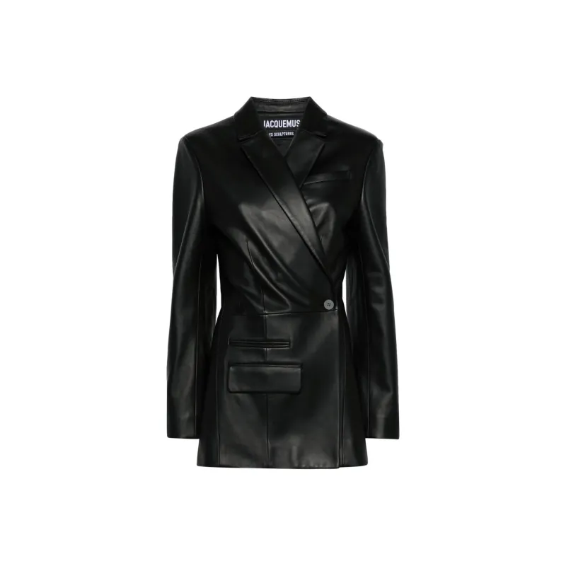 Jacquemus La Veste Tibau Asymmetric Leather Blazer-0
