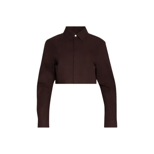 RICK OWENS Camicia Cropped Outershirt 'Mahogany'