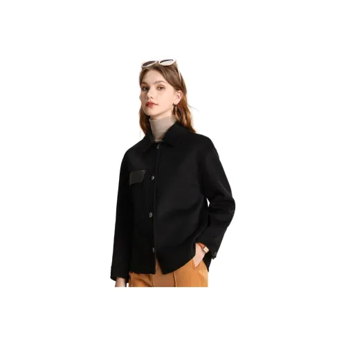 FENHONGMALI Jackets & Coats Women's Black