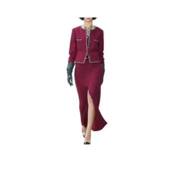 CHANEL Jackets Coats Women's Red