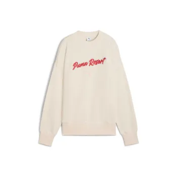 PUMA Sudadera Estampada De Cuello Redondo Sobredimensionada Para Mujer Premium Essentials
