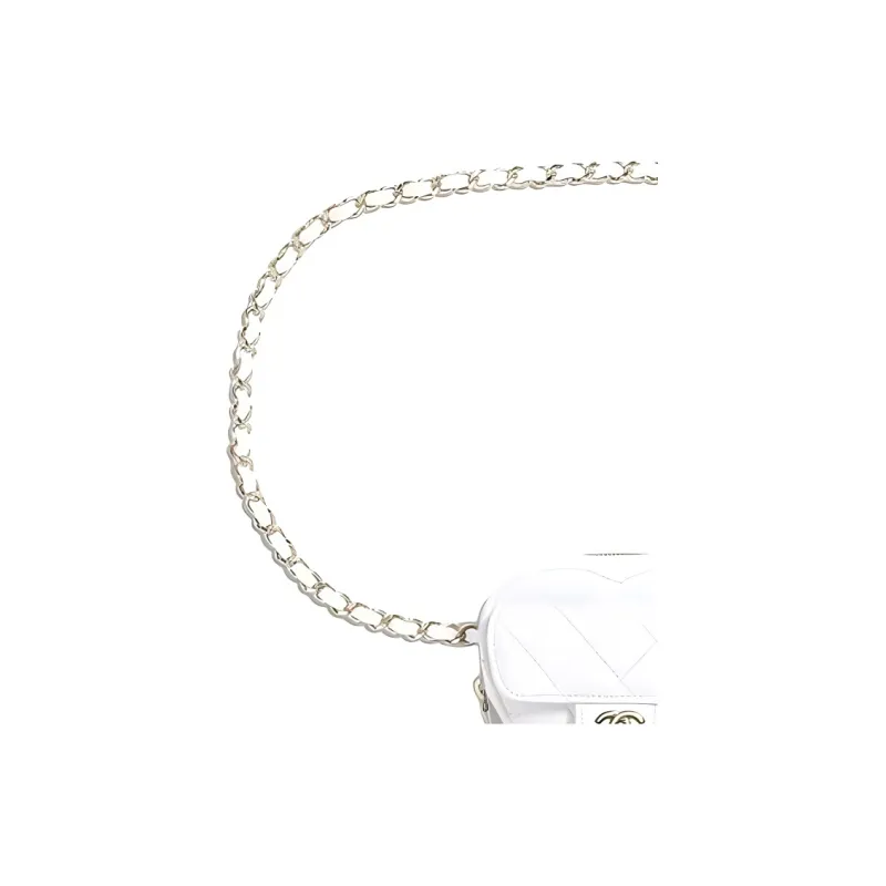 CHANEL Cow Leather Heart Bag Fanny Pack Mini Women's White-2