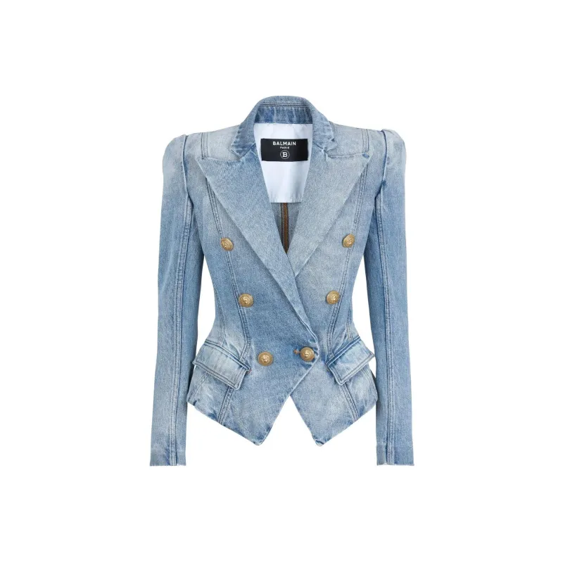 BALMAIN Double breasted Denim Blazer-0