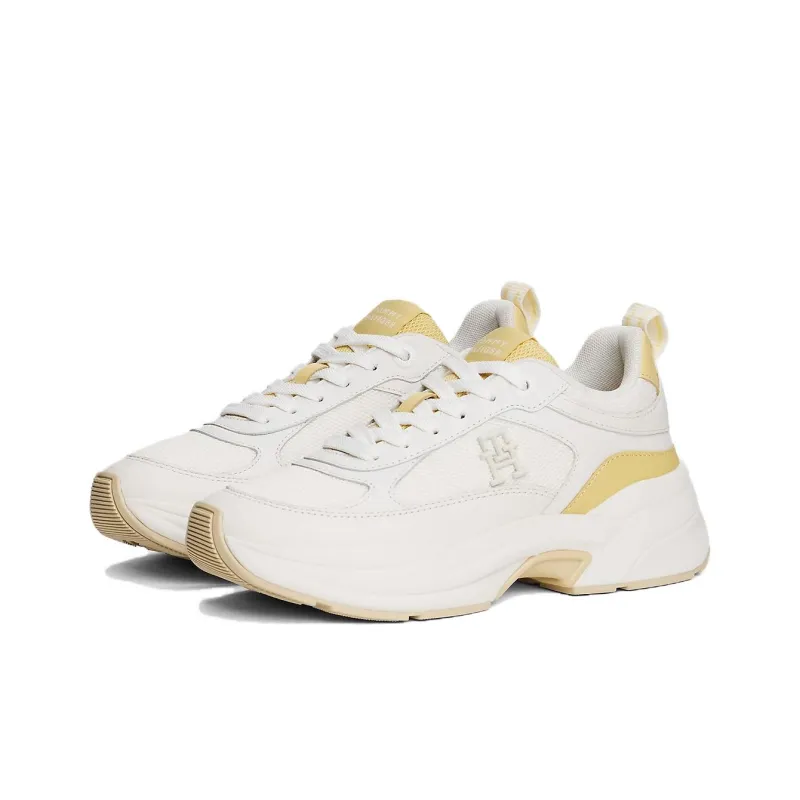 Tommy Hilfiger Trainers Low Top Casual Shoes Women's Beige Yellow-1