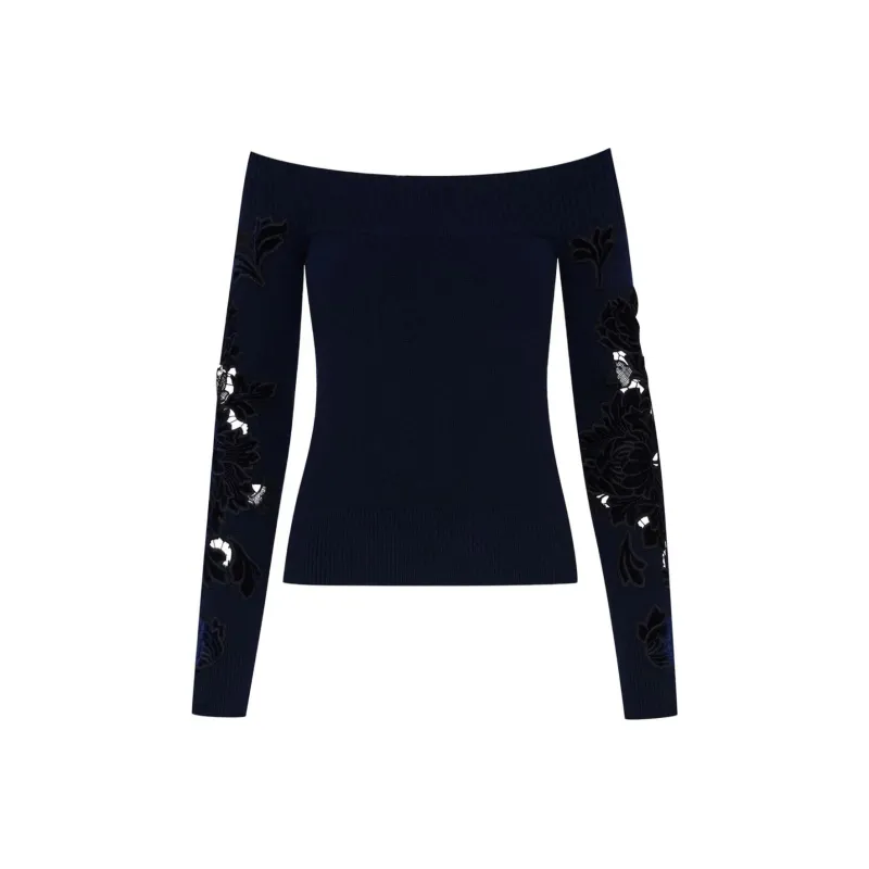 Oscar De La Renta Peony Velvet Guipure Jumper-0