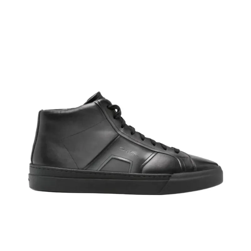 Santoni High Top Skateboard Shoes Men's Black-1