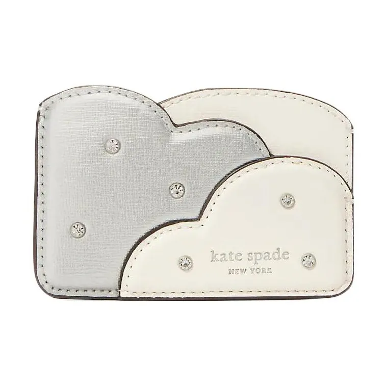 Kate Spade Leather Coin Purses Card Holders Women's White & Silver-0