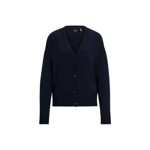 HUGO BOSS Regular-Fit Cardigan With Button Front Knitwear Women's Marine Blue