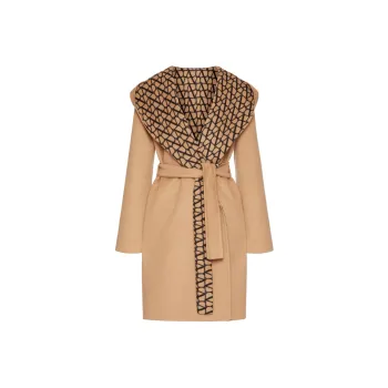Valentino Toile Iconographe Belted Long Sleeved Coat