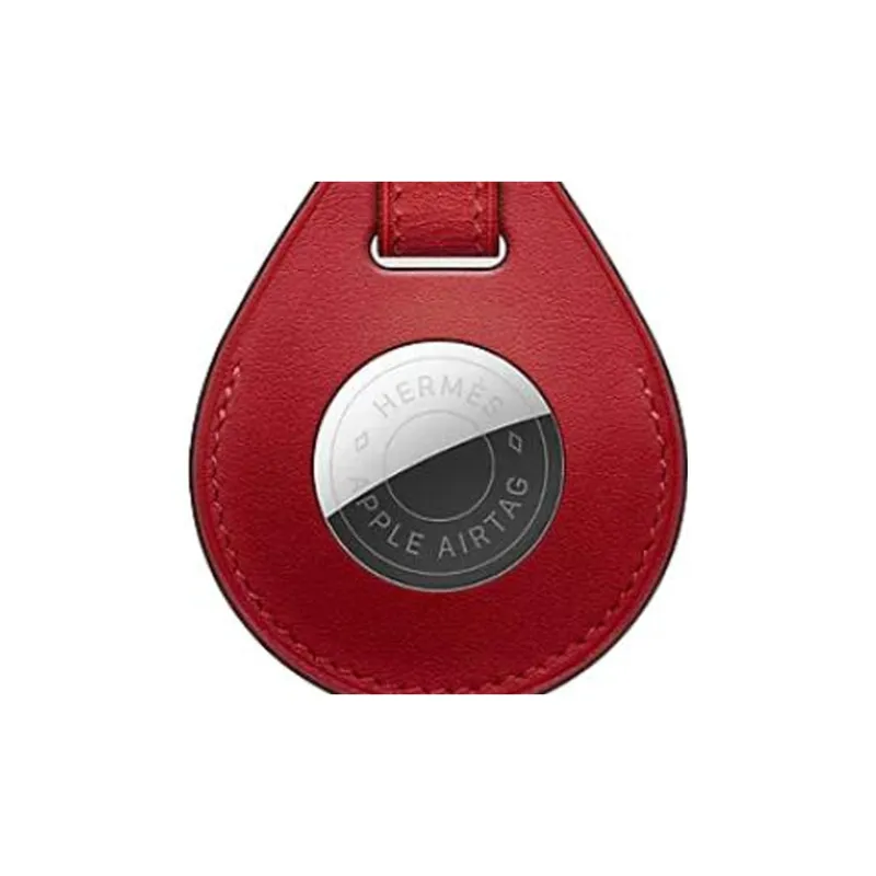 HERMES Apple AirTag Swift Leather Bag Accessory Unisex Red Pepper-3