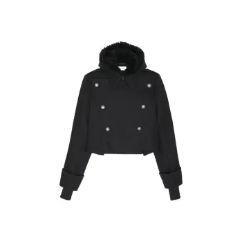SAINT LAURENT Button Detailed Cropped Coat
