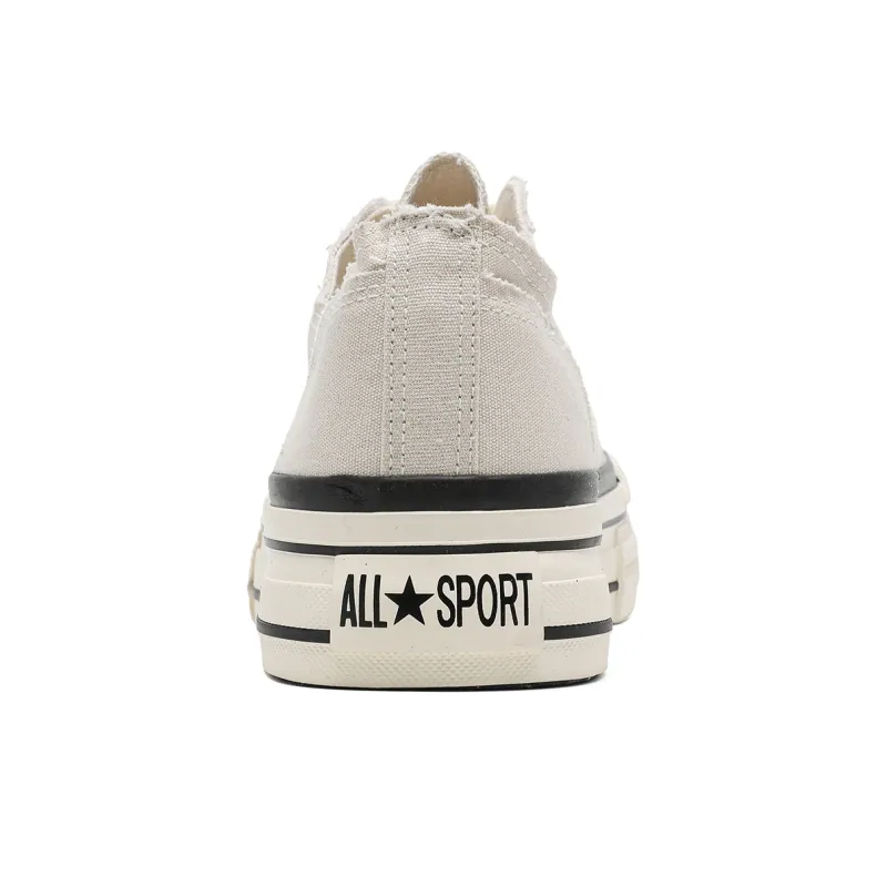 DM Canvas Shoes Unisex Low Top Black/Beige-4