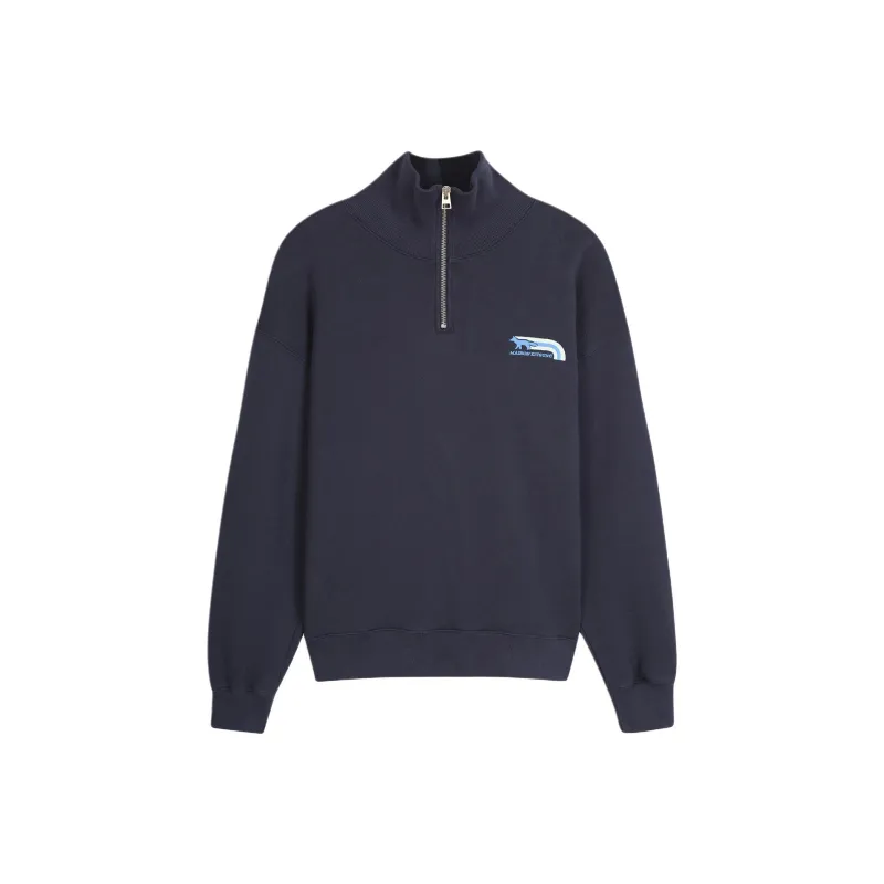 Maison Kitsune Logo Printed Half Zip Sweatshirt-0