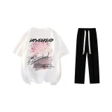 Clothing Set (White T-Shirt+Black Casual Pants)