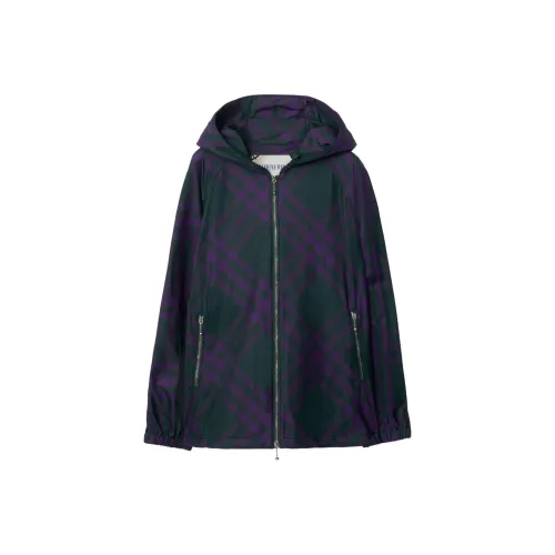 Burberry Check Pattern Zipped Hooded Jacket