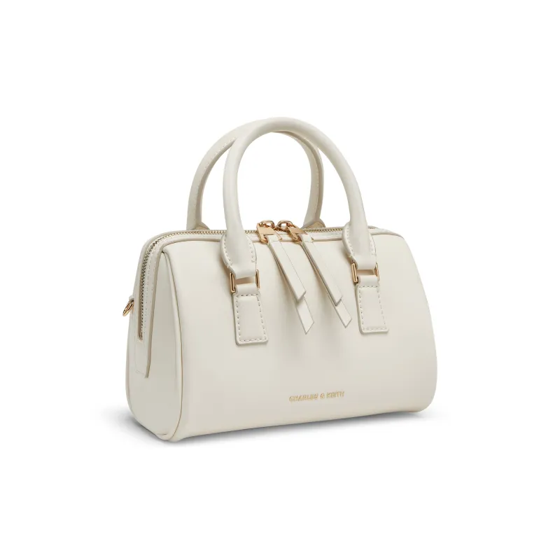 CHARLES&KEITH PU One Shoulder Handbag Trumpets Women's Cream Milk White/Russet Brown Tawny/Light Pink Light Pink-1