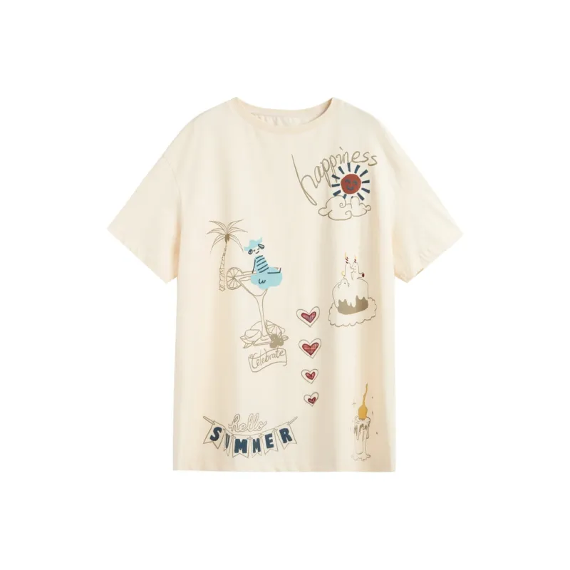 ZIHAN T Shirt Women's Beige Gold-0