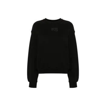 Alexander Wang Essential Terry Crew Puff Paint Logo Sweatshirt Black
