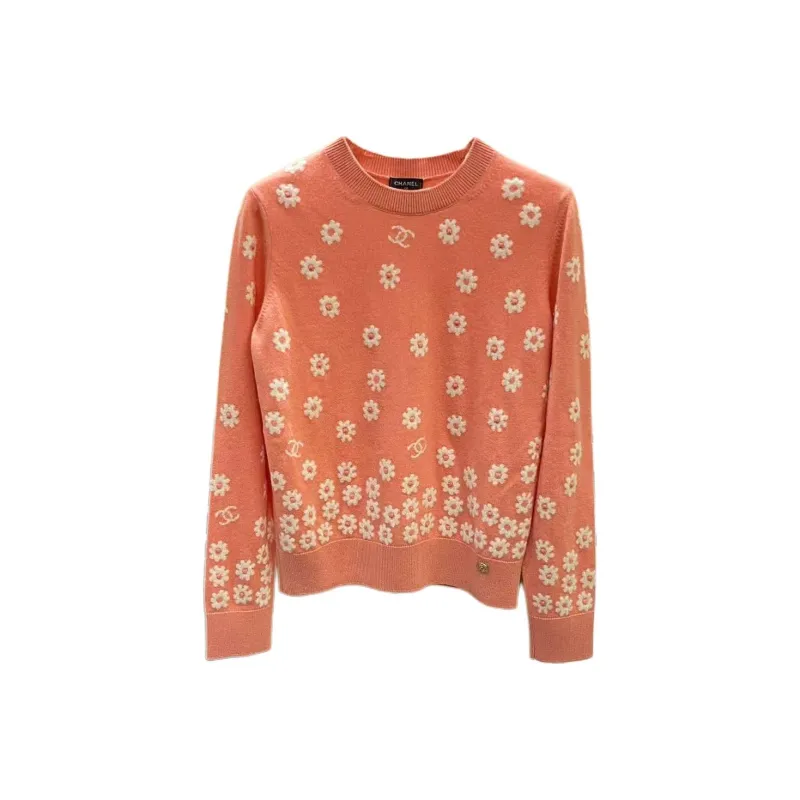 CHANEL 22P Cashmere Sweater Women's Orange Pink-0