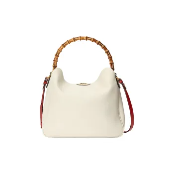 GUCCI Diana Leather One Shoulder Handbag Large Size Women's White