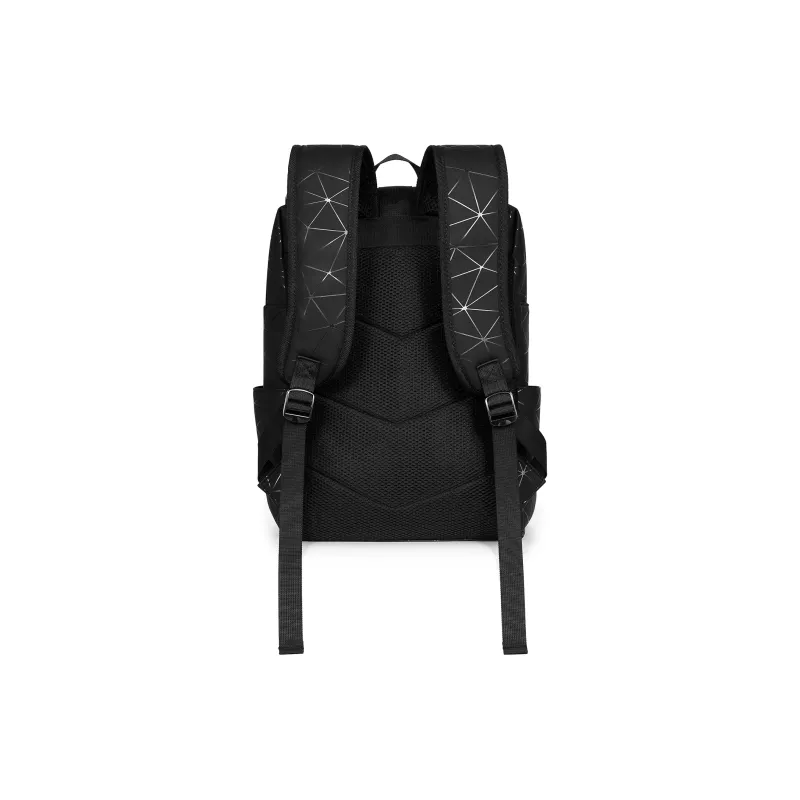 Jeep PU Students Backpack Laptop Bag, Regular Unisex Black Diamond Pattern-2